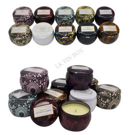 China 598g Printed Small Round Containers With Lids / Little Metal Boxes For Candle supplier
