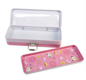 China 2 Layers Rectangular Metal Pencil Tin Box For School Kids With Lock And Embossing supplier