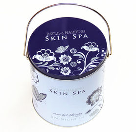 China Natural round tin box Spa Elegant Pattern Printing Scented with Luxury handle supplier