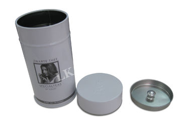 China Gift Cylinder Round Tin Box With Inner Lid And Metal Knob For Coffee Tea Airtight Storage supplier