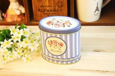 China Oval Small Gift Packaging Tin Box / Storage Containers Promotions With 3d Embossing supplier