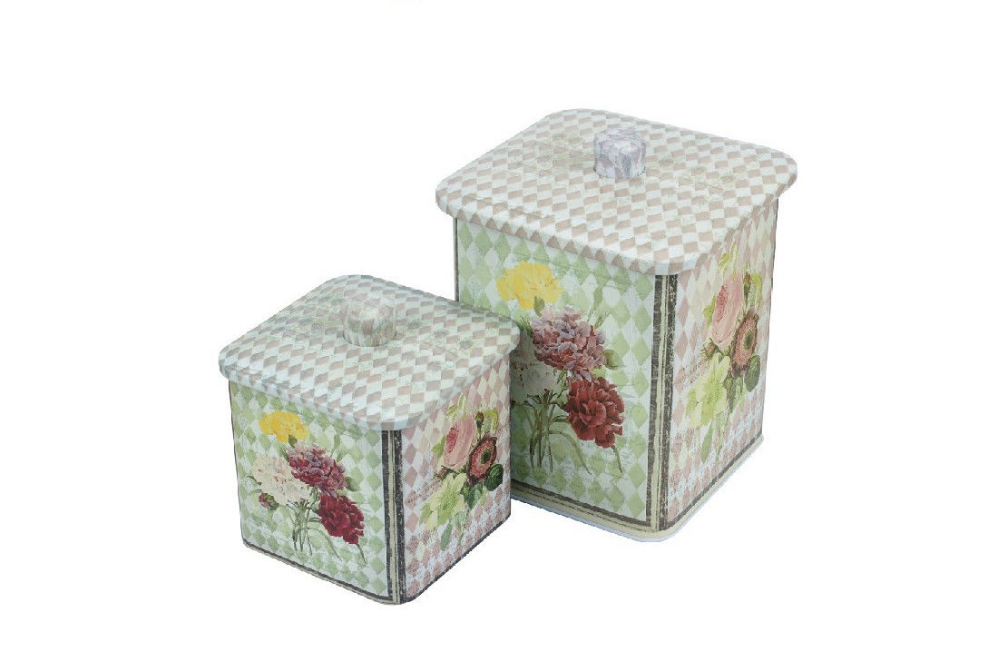 New Flower Pattern Square Matel Tin Box With Fancy Customized
