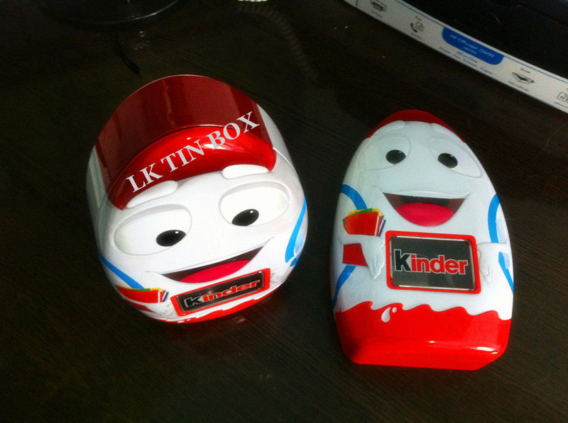 Kinder Joy Metal Tin Box With Pvc Tray Inside Egg Shape Metal Tin Packaging