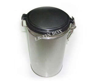 China Custom Logo PMS Brown Tea Tin Can Storage With Plastic Lid / Metalwire No Harm supplier
