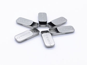 China Unprinted Silver Rectangular Small Tin Containers / Boxes With Sliding Lid supplier