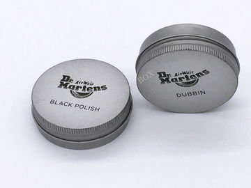 China Doc Marten Metal Printed Small Tin Boxes Screw Shoe Polish Tin Box With Embossing supplier