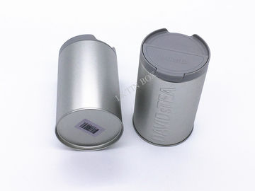 China Small Tinplate Round Tall Tea And Coffee Tin Box With Embossing And Debossing supplier
