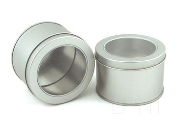 China Silver Round Loose Custom Tea Tins Box , Food Grade Metal Tea Canisters Plastic Lid supplier