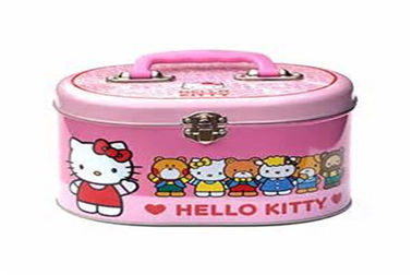 China Oval Small Gift Packaging  Rectangle Metal Lunch Tin Box With Backbag Belt And Lock supplier
