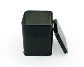 China 68x68x89mm Metal Black Square Tin Box Container For Loose Tea Storage , Metal Storage Tins supplier