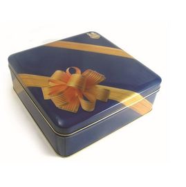 China Printing Ribbon Flower Pattern Square Tin Box Cans / Sweety Cookie Matel Tin Packaging Box For Candy / Chocolate supplier