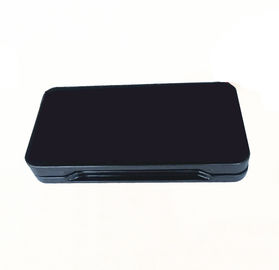 China Black elegant matel tin can /  tin box container with hinged lid and plastic inner mirror supplier