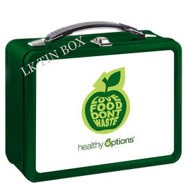 China Food Storage Apple Printed Lunch Tin Box With Plastic Handle / Metal Lock supplier