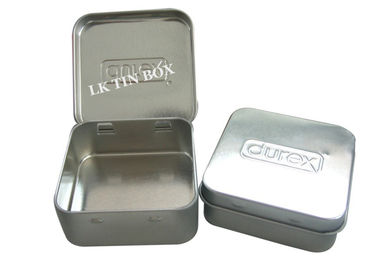 China Embossed Square Small Metal Tins Boxe Printing for Durex Condom Safe Sex supplier