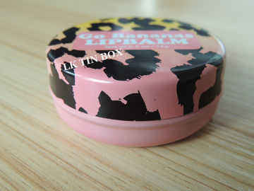 China Pms Pink Net Wt 0.5oz Small Round Metal Containers Lip Balm Tin Box supplier