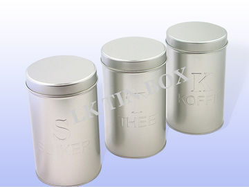 China Plain Silver Round Metal Box Food Storage Containers Glossy Varnish supplier