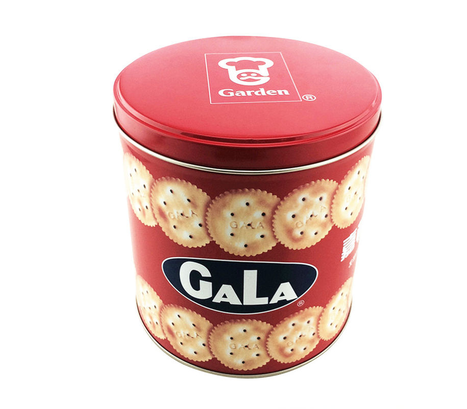 Glossy Finished Christmas Cookie Tin Box Round Metal Tin Can 135 * 160mm.