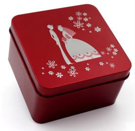 100mm Blue Red Square Tins With Lids For Christmas Holiday Packaging supplier