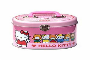 Oval Small Gift Packaging  Rectangle Metal Lunch Tin Box With Backbag Belt And Lock supplier