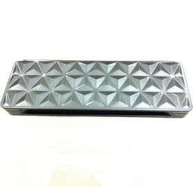 Fancy Triangular Embossing Logo Rectangle Cosmetic Metal tin box with Mirror supplier