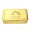 Promotional food storage tins gold color candy with hinged lid and embossed logo supplier