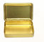 Promotional food storage tins gold color candy with hinged lid and embossed logo supplier