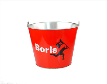 CMYK Tin Ice Bucket Tongs , Galvanized Beer Bucket 5L Volume supplier