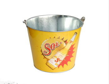 CMYK Tin Ice Bucket Tongs , Galvanized Beer Bucket 5L Volume supplier