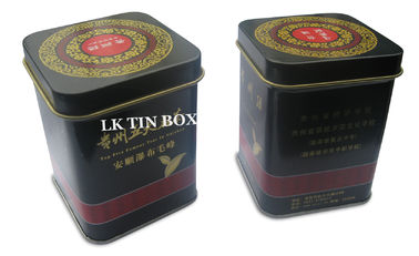 Square Metal Green Tea Tin With Stackable Lid And Inner Lid Knob supplier