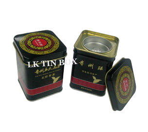 Square Metal Green Tea Tin With Stackable Lid And Inner Lid Knob supplier