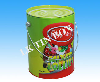 Gift Round Tin Box Peanuts / Candy Storage Metalwire Wooden Handle supplier