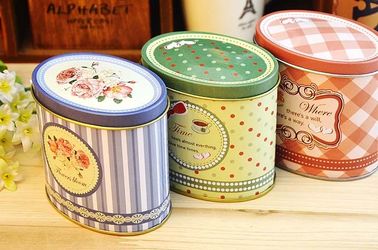 White Metal  Wine Tin Box With Embossing , Custom Tin Packaging Oval Tin Containers supplier